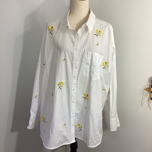 Anthropologie Bennet Button-down shirt by Maeve: Embroidered Relaxed